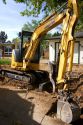 Track mounted backhoe on a construction project in Boise, Idaho.