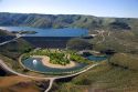 Aerial view of Sandy Point Park, Lucky Peak reservior and hydroelectric dam in Boise, Idaho.