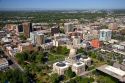 Aerial view of downtown Boise and the state capitol building in Idaho.