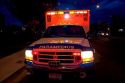 Ada County paramedics ambulance with lights flashing in Boise, Idaho.
