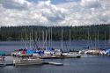 Boats docked at Payette Lake in McCall, Idaho.