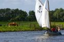 Sailing on a canal east of Leiden in the province of South Holland, Netherlands.