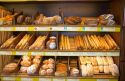 A display of fresh bread at a bakery in Calais in the department of Pas-de-Calais, France.