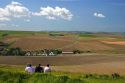 People take in the view from Cap Blanc Nez in the Pas-de-Calais department in Northern France.