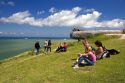 People take in the view from Cap Blanc Nez a former German artillery site in the Pas-de-Calais department in Northern France.