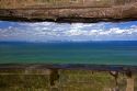 A view of the white cliffs of Dover in England from a German gun battery at Cap Blanc Nez in the Pas-de-Calais department in Northern France.