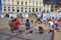 Children play an organized game of ball in the village of Wimereux in the department of Pas-de-Calais, France.