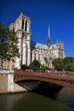 Notre Dame cathedral along the river Seine in Paris, France.