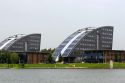 Modern office buildings with solar panals at Rotterdam, Netherlands.