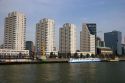 High rise buildings along the Nieuwe Maas river at Rotterdam, Netherlands.