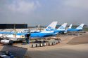 KLM fleet at Schiphol Airport in Amsterdam, Netherlands.
