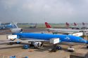 Airplanes at the Schiphol Airport in Amsterdam, Netherlands.