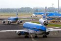 KLM airplanes at the Schiphol Airport in Amsterdam, Netherlands.