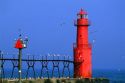 The Algoma Pierhead Lighthouse located near Algoma in Kewaunee County, Wisconsin.
