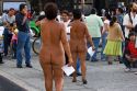 Naked Mexican protesters calling for an investigation of politicians in Mexico City, Mexico.