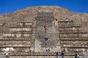 Tourists visit the Pyramid of the Moon at Teotihuacan in the State of Mexico, Mexico.