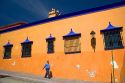 The colorful wall of a building at Cuernavaca in the State of Morelos, Mexico.