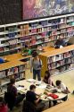 Students study in the Central Library at the National Autonomous University of Mexico in Mexico City, Mexico.