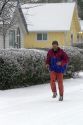 Man jogging in the snow in Boise, Idaho.