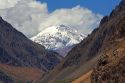Snowy peak in the Andes Mountain Range near the border of Chile in Argentina.