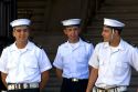 Chilean sailors stand guard at the entrance to the Armada de Chile at Valparaiso, Chile.