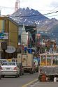 Street scene with wires at Ushuaia on the island of Tierra del Fuego, Argentina.