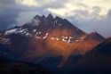 Martial mountain range peak at sunset in Ushuaia, Tierra del Fuego, Argentina.