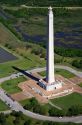 Aerial view of the San Jacinto Monument along the Houston Ship Channel in Houston, Texas.