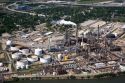 Aerial view of an oil refinery along the Houston Ship Channel in Houston, Texas.
