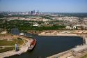 Aerial view of the Port of Houston along the Houston Ship Channel in Houston, Texas.