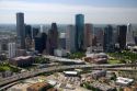 Aerial view of Interstate 45 and downtown Houston, Texas.