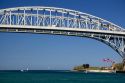 The Blue Water Bridge is a twin-span bridge that spans the St. Clair River between Port Huron, Michigan and Point Edward, Ontario.