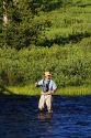 Fly fishing on the Lewis River in Yellowstone National Park, Wyoming.