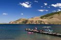People on a boat dock at Mackay Reservoir in Custer County, Idaho.