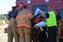 Paramedics providing emergency medical treatment to a person involved in a car accident at Kennewick, Washington.
