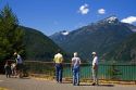 Visitors at Diablo Lake in the North Cascade Range, Washington.
