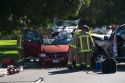 Firefighter respond to a traffic accident in Boise, Idaho.