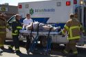 Traffic accident victim being transfered to an ambulance in Boise, Idaho.