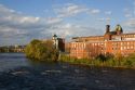 The Merrimack River and mill district of Manchester, New Hampshire, USA.