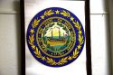 The state seal of New Hampshire inside the State House at Concord, New Hampshire, USA.
