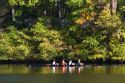 Rowing crew on the Connecticut River near the campus of Dartmouth College located in the town of Hanover, New Hampshire, USA.