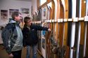 Visitors inside the New England Ski Museum located in the town of Franconia, New Hampshire, USA.