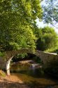 Stone footbridge near the village of Sare, Pyrenees-Atlantiques, French Basque Country, Southwest France.