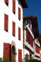 Basque architecture in the village of Ainhoa, Pyrenees-Atlantiques, French Basque Country, Southwest France.