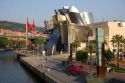 The Guggenheim Museum and the Nervion River in the city of Bilbao, Biscay, Basque Country, northern Spain.