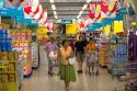 Customers shop inside the Eroski supermarket in the town of Castro Urdiales, Cantabria, northern Spain.
