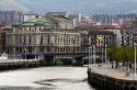 View of the Nervion River and the opera house in the city of Bilbao, Biscay, northern Spain.