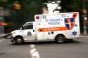 Ambulance in motion in Manhattan, New York City, New York, USA.