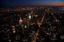 Night view of New York City, New York, USA.