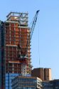 Building construction crane in New York City, New York, USA.